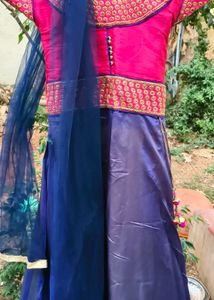 Designer Pink &amp; Blue Lehenga Choli Set