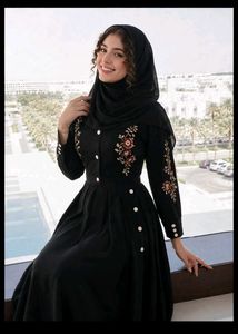 Embroidered Black Abaya Dress