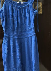 Vibrant Blue Tie-Strap Midi Dress
