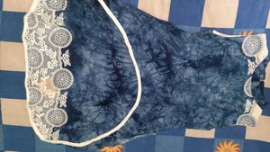Boho Tie-Dye Lace Trim Dress unused