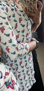 White Printed Long Top