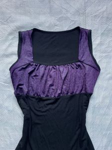 Sleek Square Neck Purple &amp; Black Tank Top