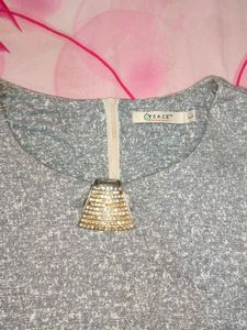 Sparkly Grey Short Sleeve Top