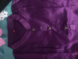 Men's Purple cotton silk Kurta