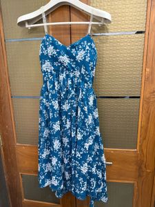Blue White floral Dress (Padded)
