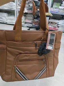 Stylish Brown Tote Bag with Charm