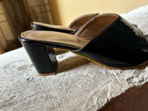 Black Heeled Mules