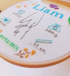 Hand Embroidered Hoop For Baby Welcome