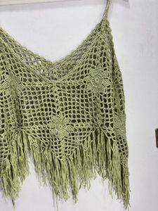 Crochet Green See Through Beach Wear
