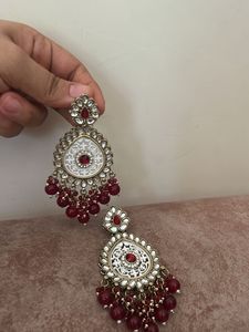 Exquisite Red Stone Jhumka Earrings