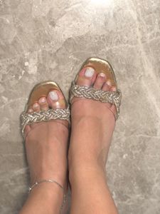 Sparkling Embellished Gold Heeled Sandals