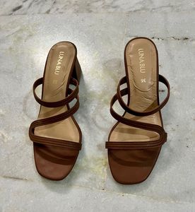 Stylish Brown Strappy Block Heels