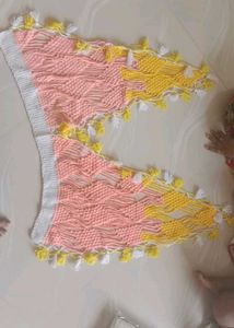 Handmade Pink & Yellow Tassel Dupatta