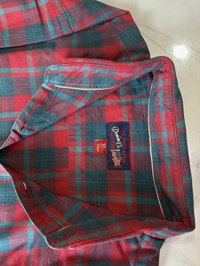 Classic Red &amp; Teal Plaid Flannel Shirt