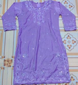 Beautiful Lavender Kurta Set with Embroidery
