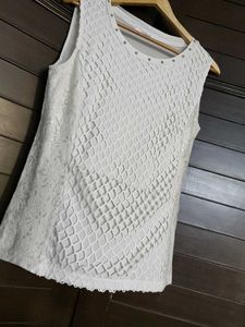 Chatelaine White Sleeveless Lace Top