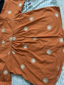 Boho Sun Embroidered Orange Kurta
