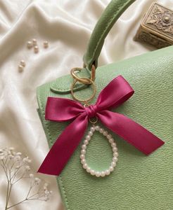 Elegant Pearl &amp; Bow Keychain Charm