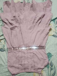 Elegant Pink Gown with Embellished Waist