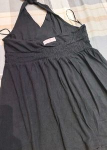 Black A-Line Halter Neck Dress