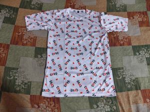 White Love Print T-Shirt 32-34 tk ko
