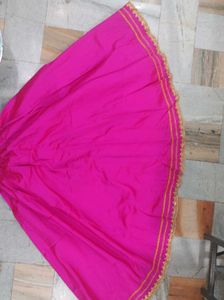 Vibrant Pink Ethnic Skirt with Gold Trim