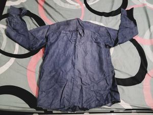 Denim Shirt with Red Accents