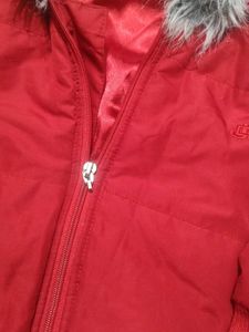 Red Faux Fur Trim Jacket JLO By Jennifer Lopez....