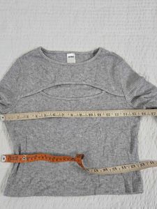Grey Ribbed Cut-Out Long Sleeve Top bust 34/36