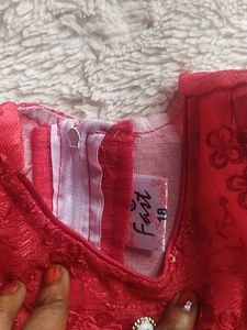 🥀Red And White Fancy Frock🍒