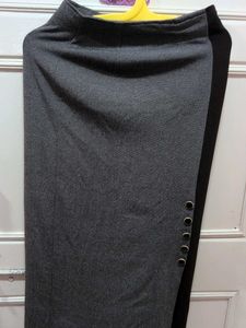 Stylish Grey Skirt with Button Detail