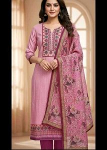 pink lawn cotton  suit set