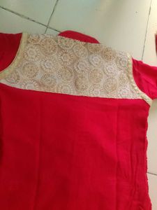 Elegant Red Embroidered Kurta