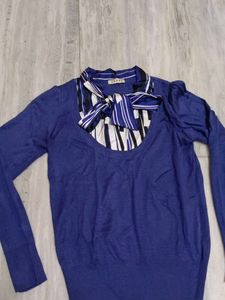 Blue Sweater with Bow
