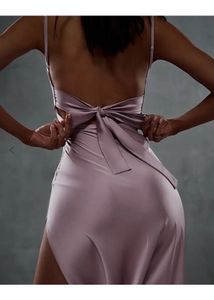 Elegant Satin Slip Dress with Bow Tie Back