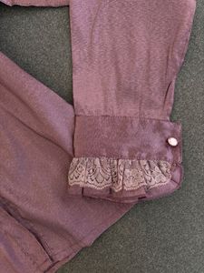 Vintage Ruffle &amp; Lace Button-Up Blouse