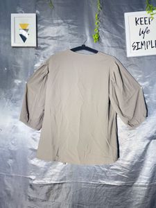 Chic Grey Balloon Sleeve Top