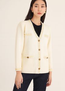 Korean Style Imported Knit Ruffle Border Cardigan