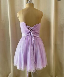 Lavender Tulle Strapless Dress with Bow