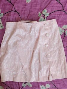 Sat in Pink Button-Up Mini Skirt