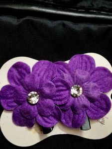 Purple Flower Hair Clips with Rhinestone