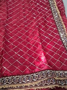 Exquisite Maroon Sequined Saree
