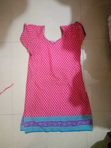 Pink Printed Cotton Kurti Blouse
