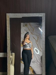 Cow Print Cami Top with Lace Trim