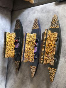 Set Of 3 🛶 Hand Painted  Kashmiri Willow Boats