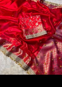 Viral Gungarooo Red Silk Saree with Embel