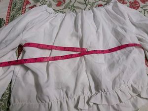 White Ruffled Cropped Blouse