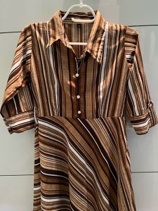 Striped brown collared Dress