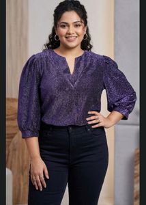 Sparkly Purple Puff Sleeve Top