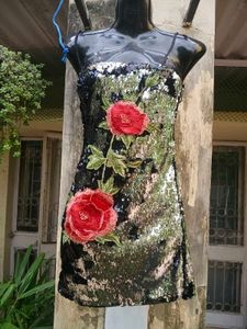 Sparkling Sequin Rose Dress